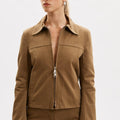 Blouson Profile Jacket in Light Brown - Omorfi Fashion