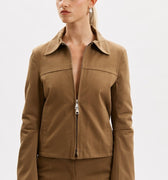 Blouson Profile Jacket in Light Brown - Omorfi Fashion