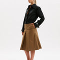 Jupe Pli Creux Skirt in Light Brown - Omorfi Fashion